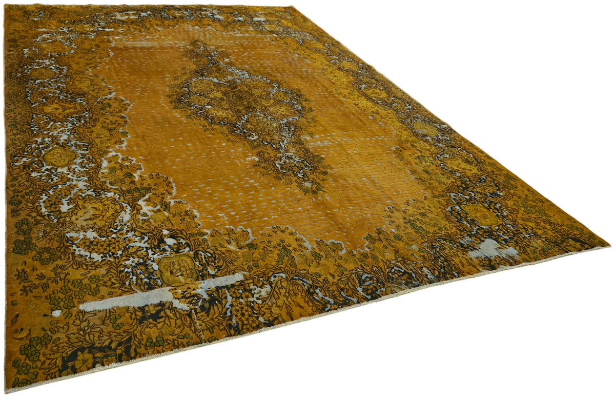 Zelko Sarı Beyaz Madalyon Desenli El Dokuma Halı 294x405 cm – genel görünüm