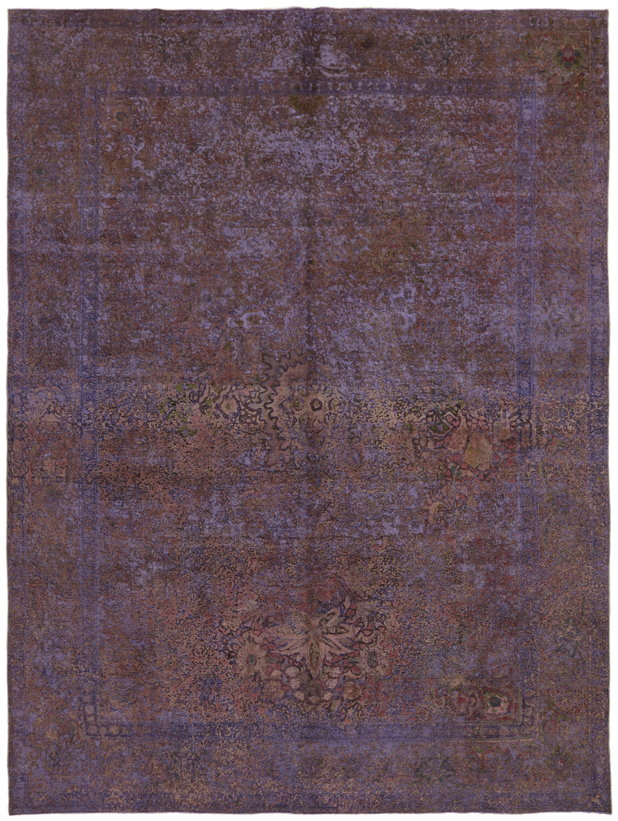 Zelko El Dokuma Eskitme Mor ve Kahverengi Soyut Desenli Halı 300x391 cm