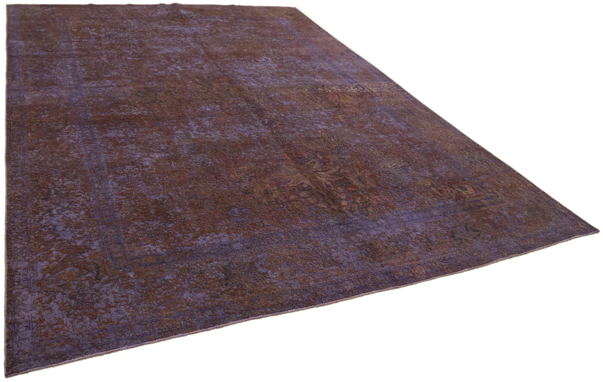 Zelko El Dokuma Eskitme Mor ve Kahverengi Soyut Desenli Halı 300x391 cm – genel görünüm