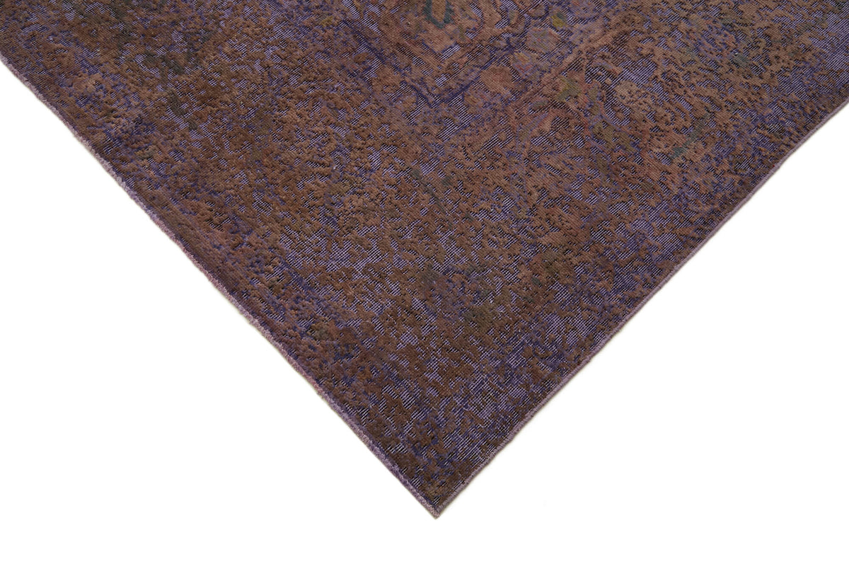 Zelko El Dokuma Eskitme Mor ve Kahverengi Soyut Desenli Halı 300x391 cm – detay görünümü