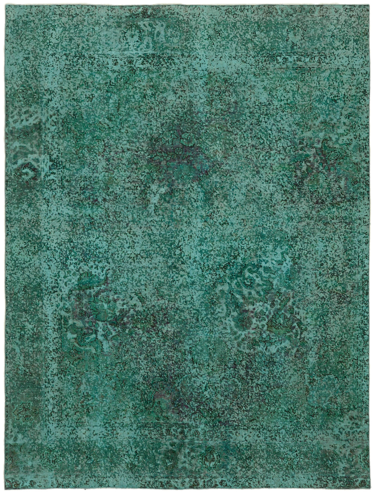 Zelko Koyu Yeşil ve Turkuaz Soyut Desenli El Dokuma Halı 247x318 cm