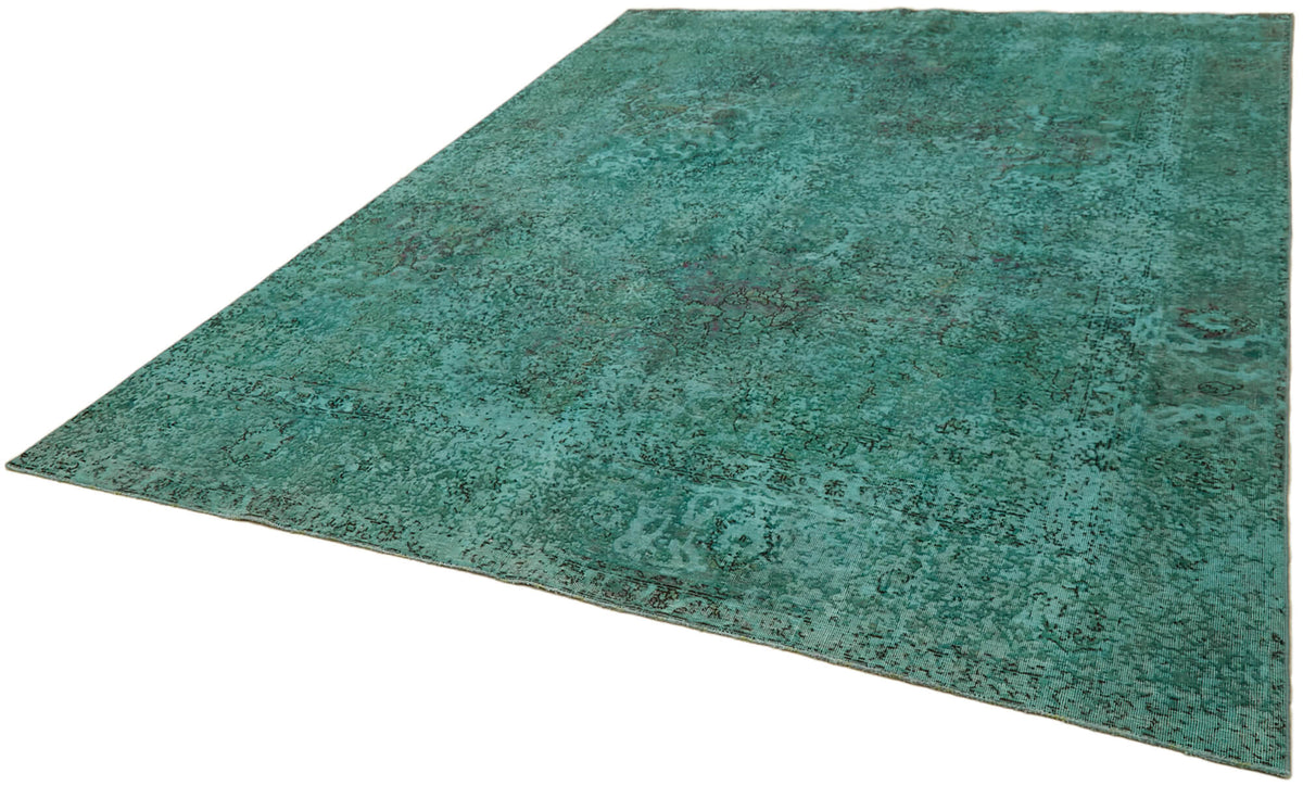 Zelko Koyu Yeşil ve Turkuaz Soyut Desenli El Dokuma Halı 247x318 cm – doku yakın çekim