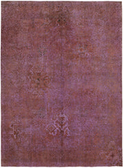 Zelko Lila Mor Kahverengi Soyut Modern Yün Pamuk El Dokuma Halı 292x387 cm