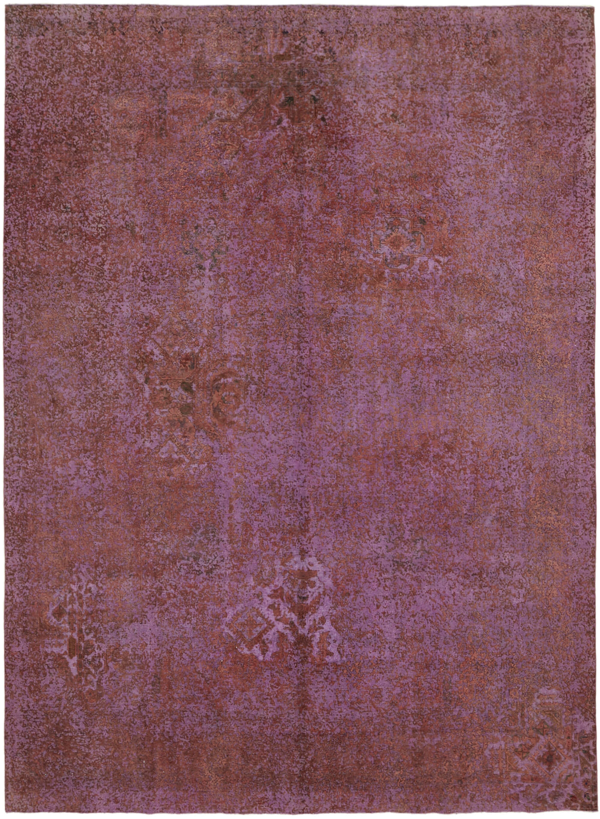 Zelko Lila Mor Kahverengi Soyut Modern Yün Pamuk El Dokuma Halı 292x387 cm
