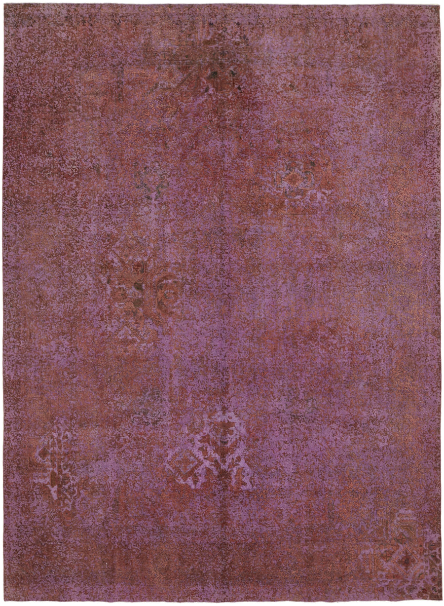 Zelko Lila Mor Kahverengi Soyut Modern Yün Pamuk El Dokuma Halı 292x387 cm