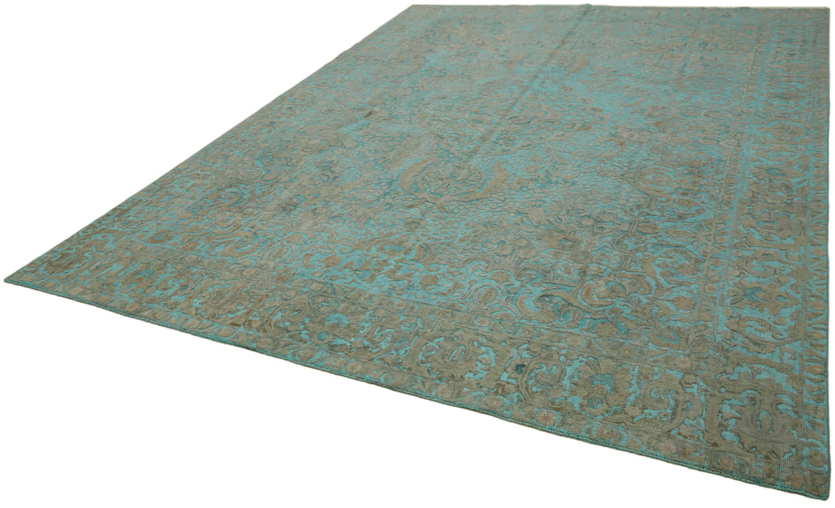 Zelko Turkuaz Kahverengi Madalyon Desenli El Dokuma Halı 293x378 cm – doku yakın çekim