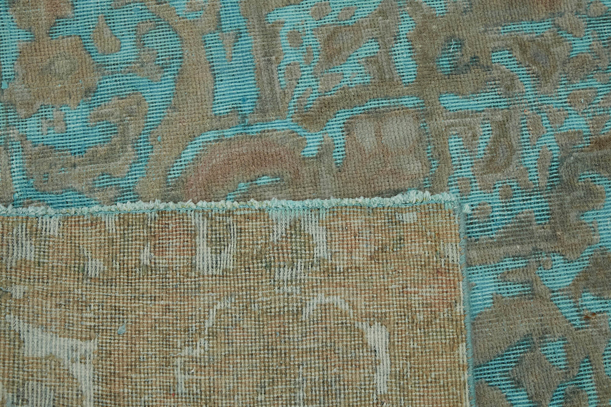 Zelko Turkuaz Kahverengi Madalyon Desenli El Dokuma Halı 293x378 cm – arka yüz görünümü