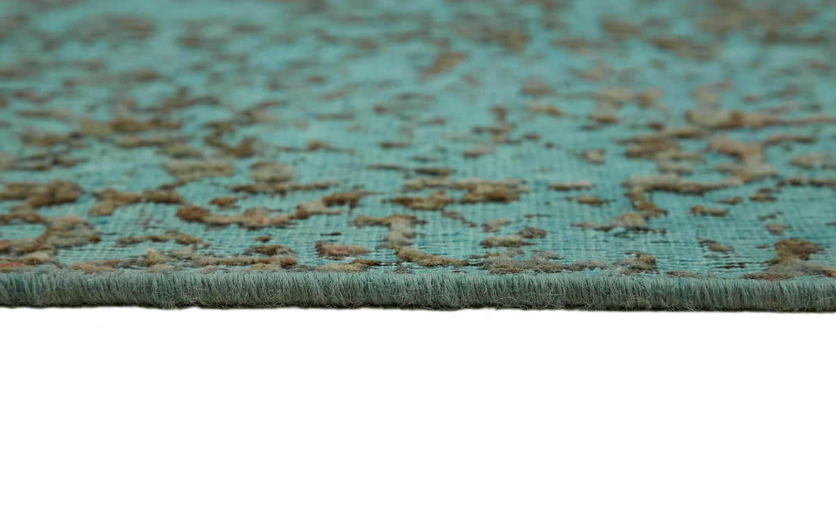 Zelko Eskitme Dokulu Kahverengi ve Turkuaz Çiçekli Halı 290x384 cm – farklı açı