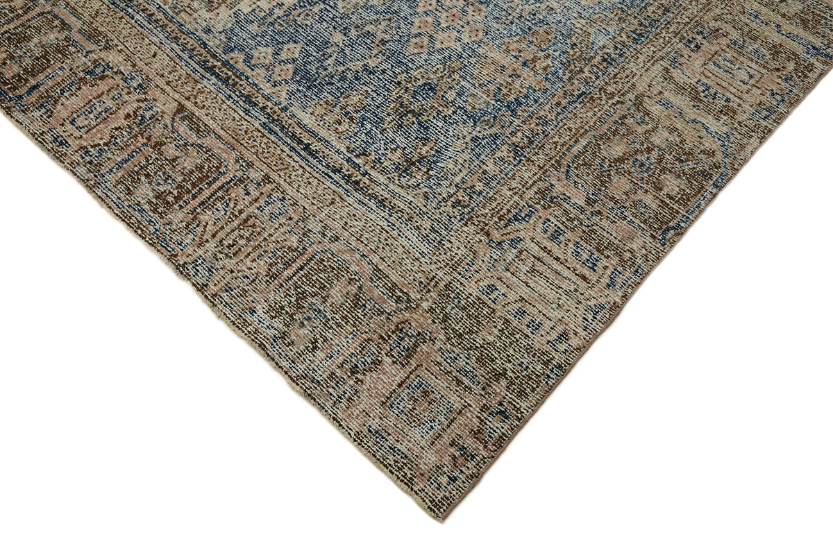 Rusvo Madalyon Desenli Bej ve Gri Vintage Eskitme Halı 265x376 cm – detay görünümü