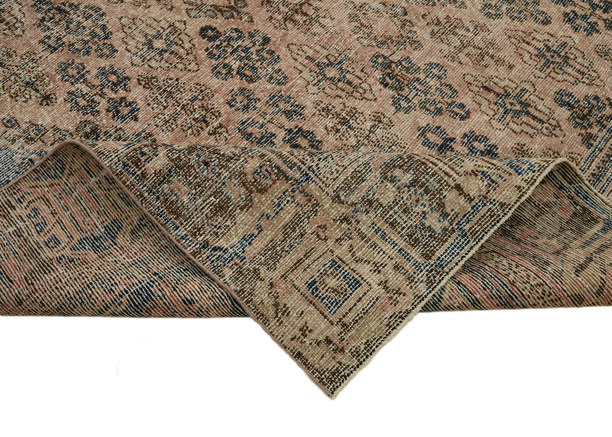 Rusvo Madalyon Desenli Bej ve Gri Vintage Eskitme Halı 265x376 cm – kenar detayı