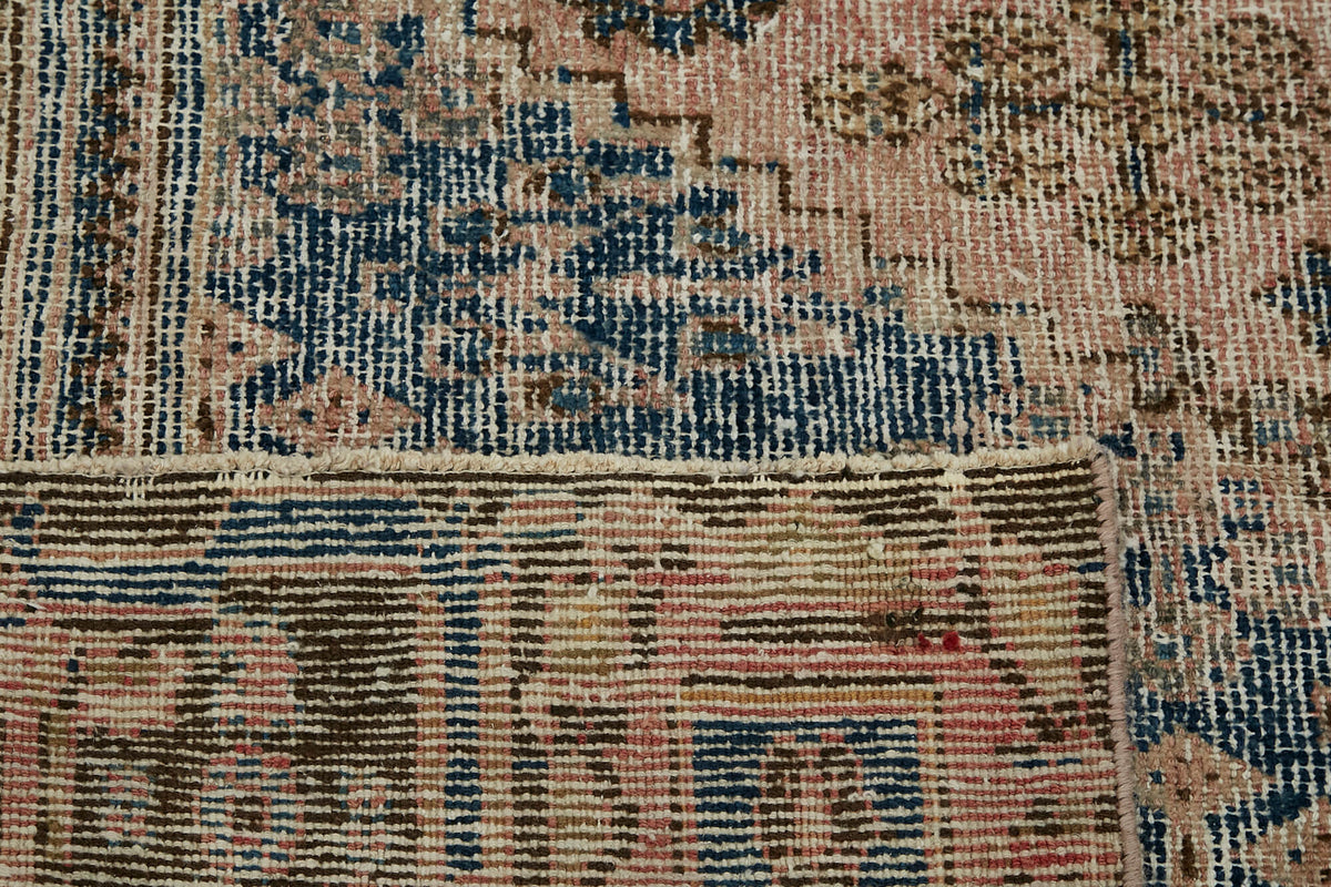 Rusvo Madalyon Desenli Bej ve Gri Vintage Eskitme Halı 265x376 cm – arka yüz görünümü