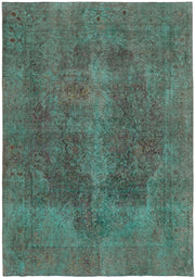 Zelko Turkuaz Gri Eskitme Madalyon Desenli El Dokuma Halı 238x336 cm