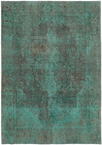 Zelko Turkuaz Gri Eskitme Madalyon Desenli El Dokuma Halı 238x336 cm