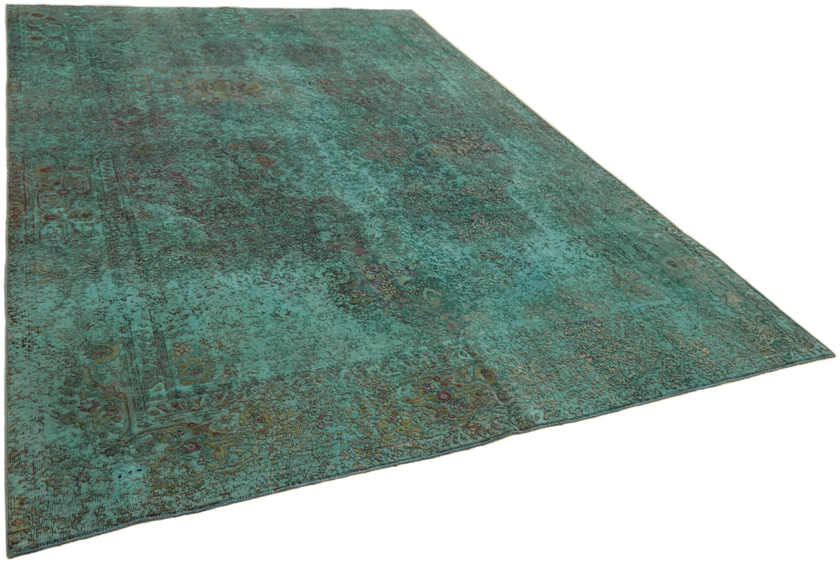 Zelko Turkuaz Gri Eskitme Madalyon Desenli El Dokuma Halı 238x336 cm – genel görünüm