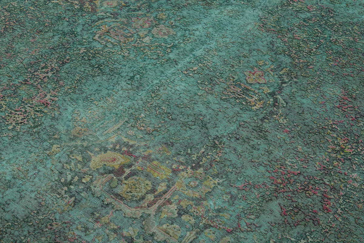 Zelko Turkuaz Gri Eskitme Madalyon Desenli El Dokuma Halı 238x336 cm – mekânda kullanım