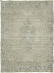Rusvo Bej Mavi Madalyon Desenli Vintage El Dokuma Halı 289x387 cm