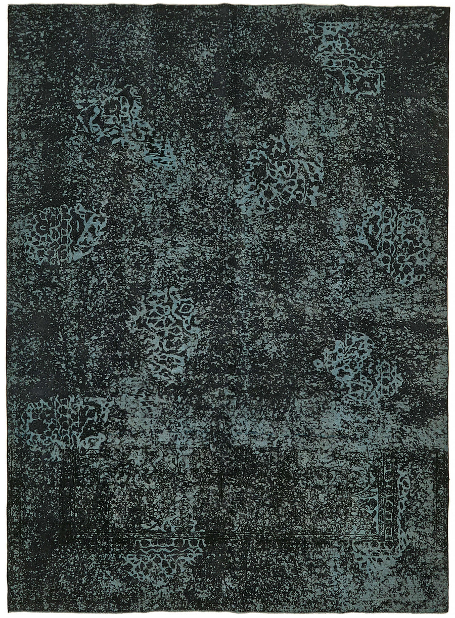 Zelko Overdyed Siyah Soyut Desenli El Dokuma Halı 294x401 cm