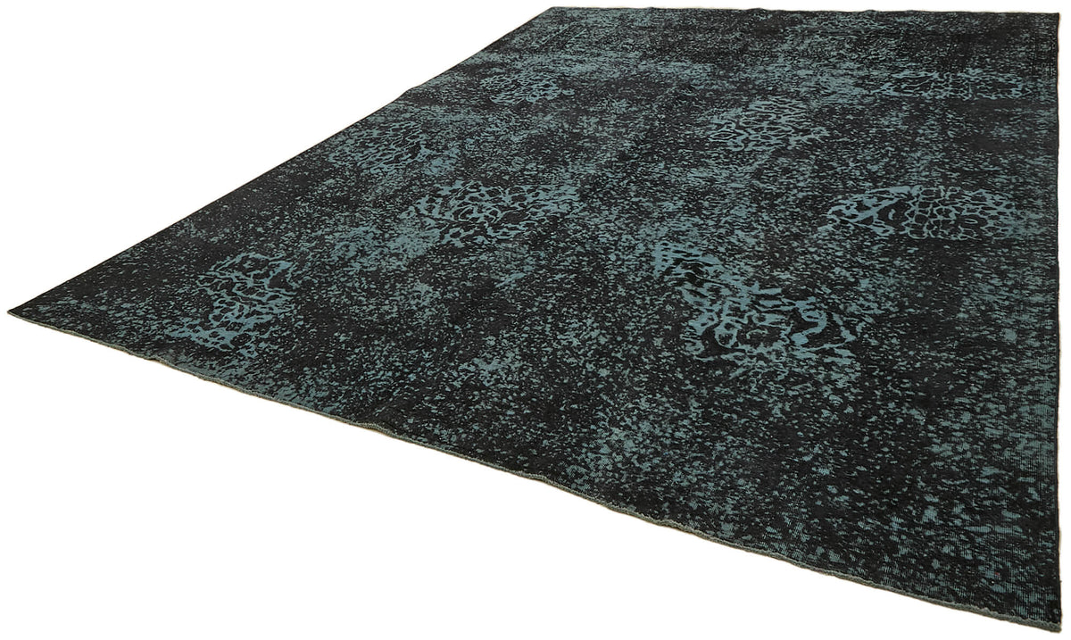 Zelko Overdyed Siyah Soyut Desenli El Dokuma Halı 294x401 cm – doku yakın çekim