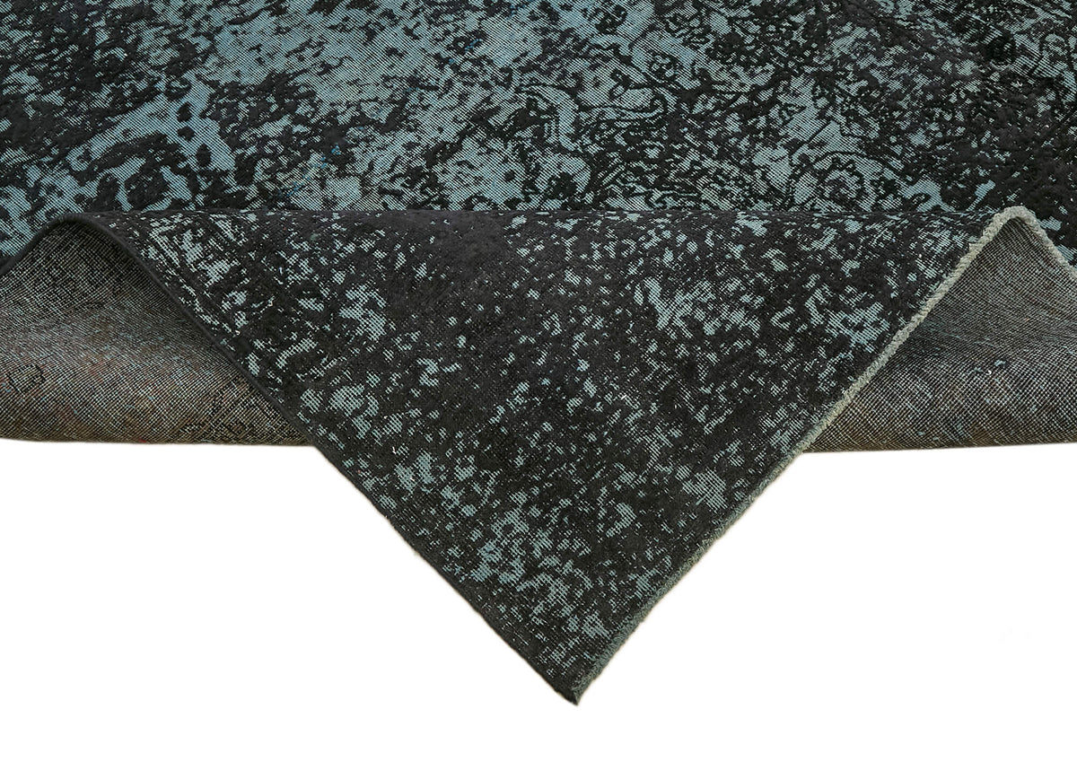 Zelko Overdyed Siyah Soyut Desenli El Dokuma Halı 294x401 cm – kenar detayı