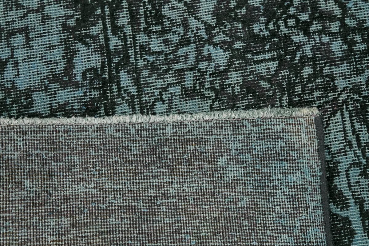 Zelko Overdyed Siyah Soyut Desenli El Dokuma Halı 294x401 cm – arka yüz görünümü