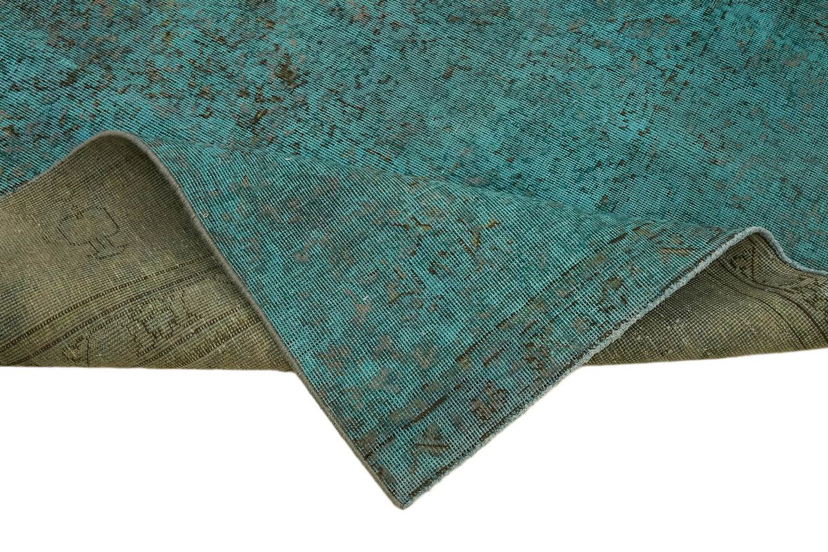 Zelko Vintage Eskitme Halı Turkuaz El Dokuma Klasik 267x361 cm – kenar detayı