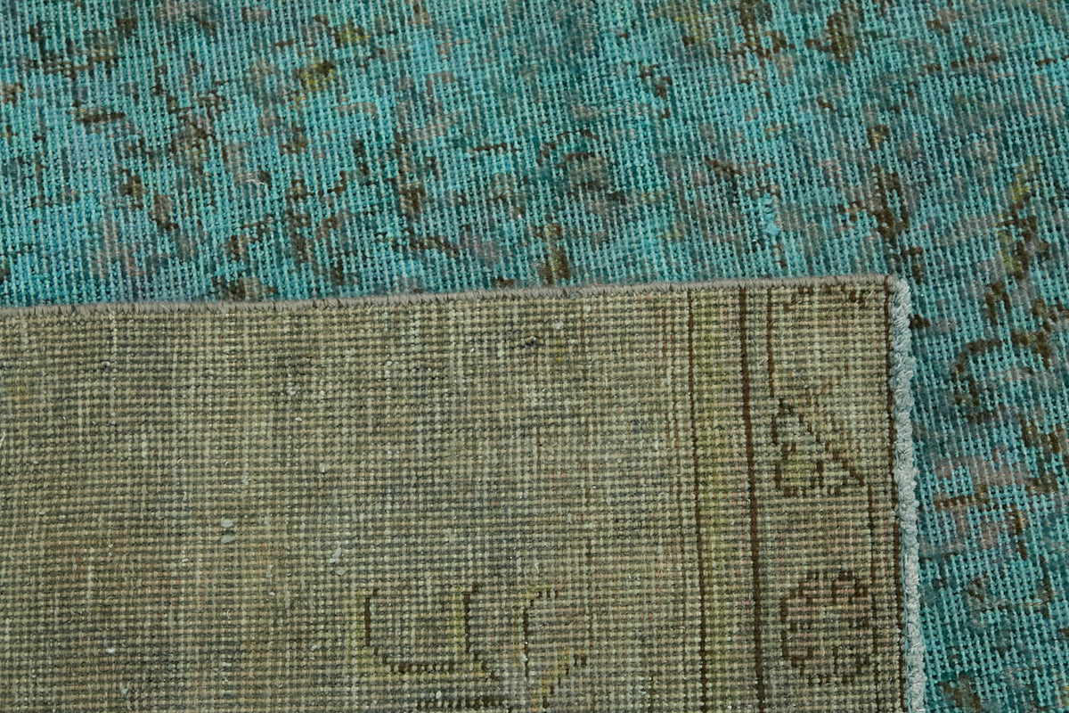 Zelko Vintage Eskitme Halı Turkuaz El Dokuma Klasik 267x361 cm – arka yüz görünümü