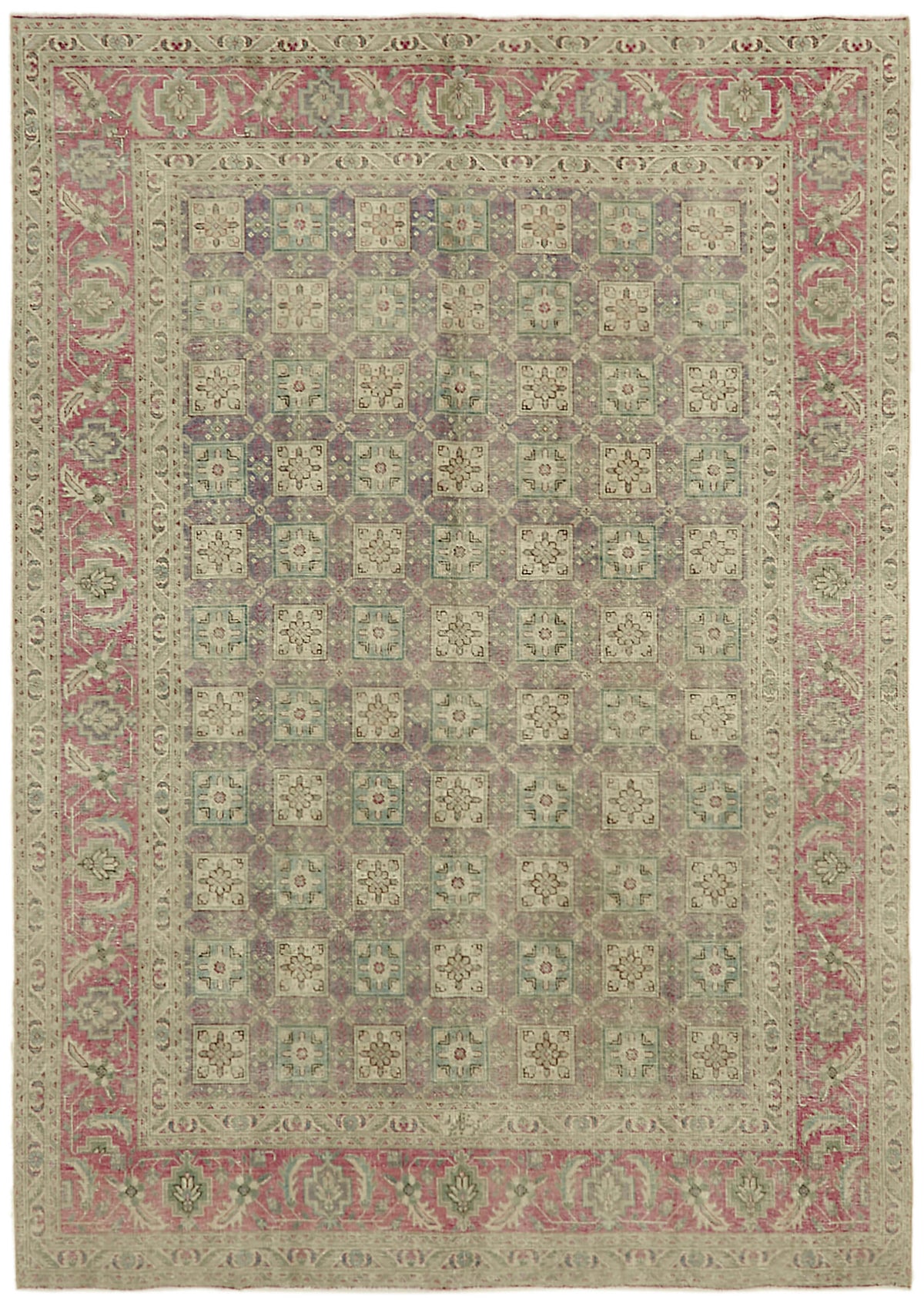 Rusvo Düz Pembe Halı Vintage Geometrik Desenli 241x340 cm 44127