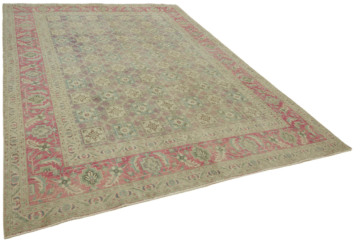 Rusvo Düz Pembe Halı Vintage Geometrik Desenli 241x340 cm 44127 – genel görünüm