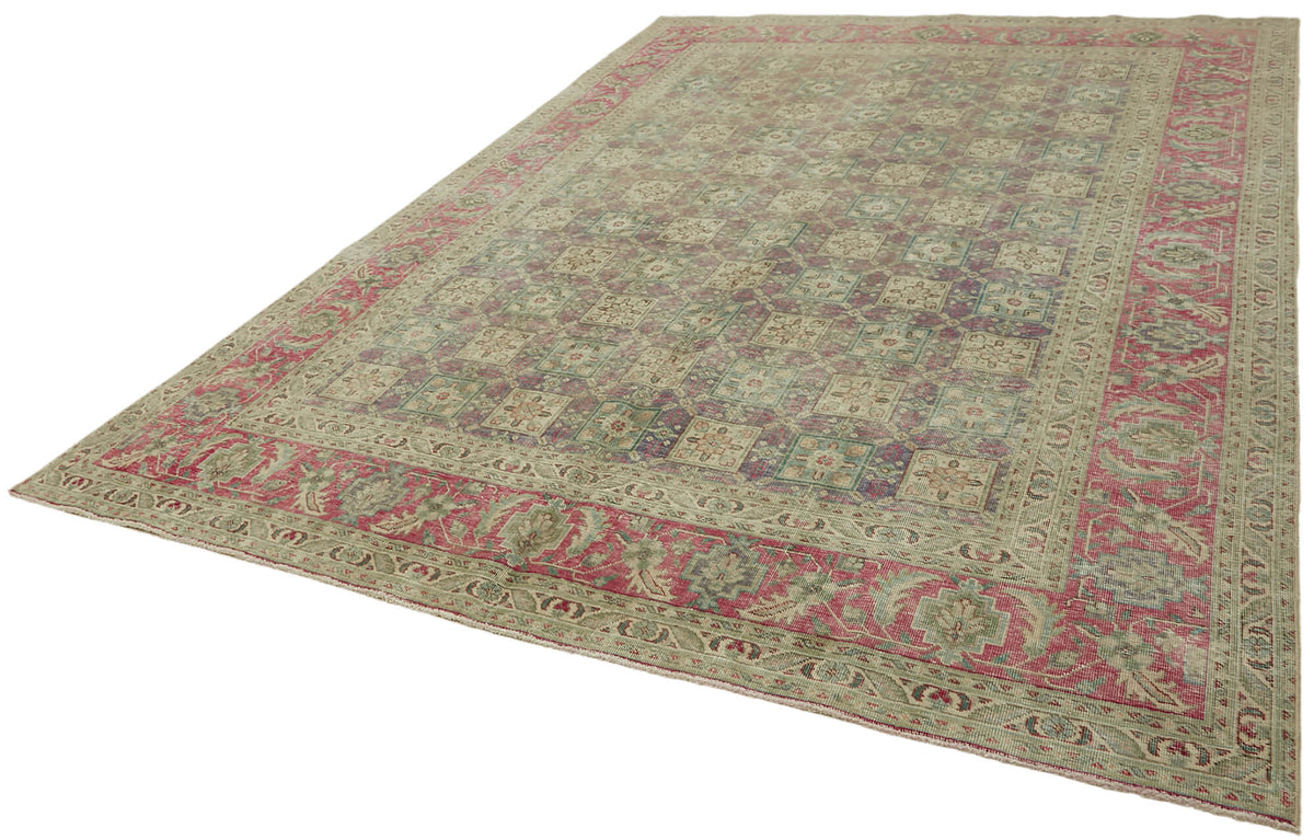 Rusvo Düz Pembe Halı Vintage Geometrik Desenli 241x340 cm 44127 – doku yakın çekim