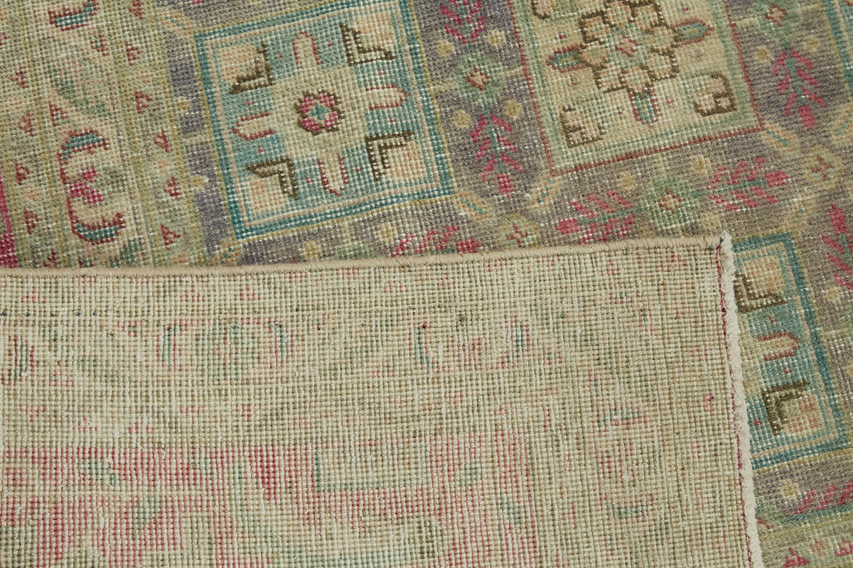 Rusvo Düz Pembe Halı Vintage Geometrik Desenli 241x340 cm 44127 – arka yüz görünümü