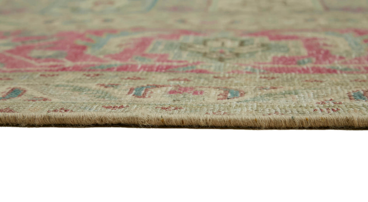 Rusvo Düz Pembe Halı Vintage Geometrik Desenli 241x340 cm 44127 – farklı açı