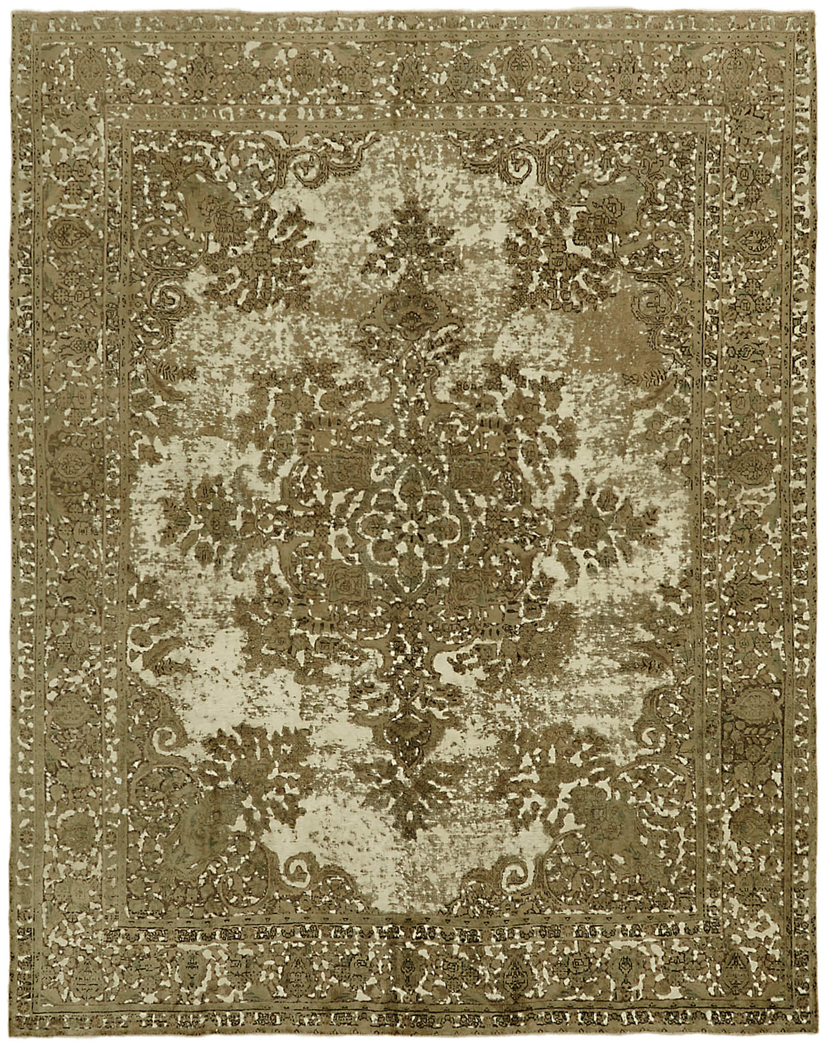 Rusvo Kahverengi Vintage Halı Madalyon Desenli 290x364 cm
