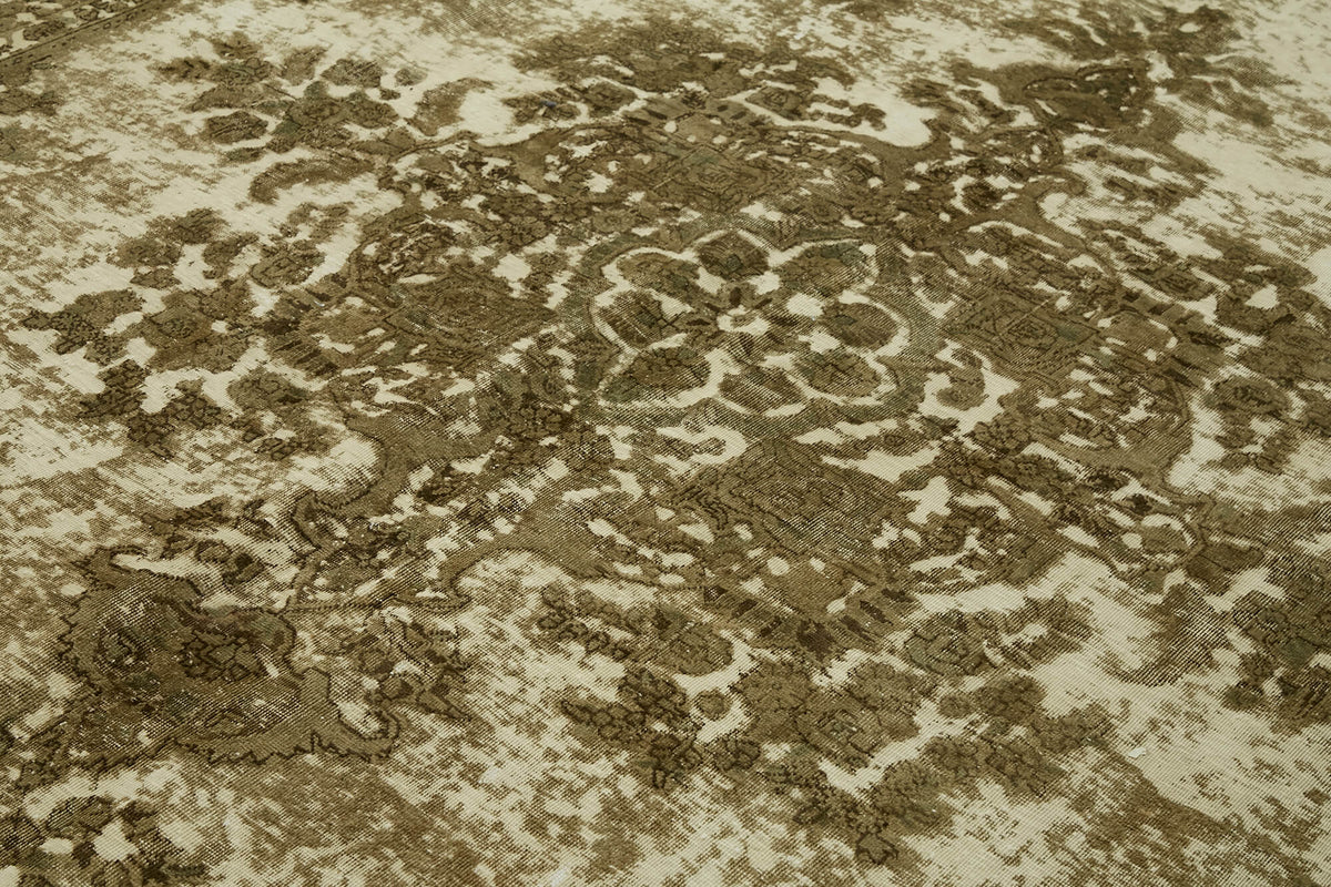 Rusvo Kahverengi Vintage Halı Madalyon Desenli 290x364 cm – mekânda kullanım