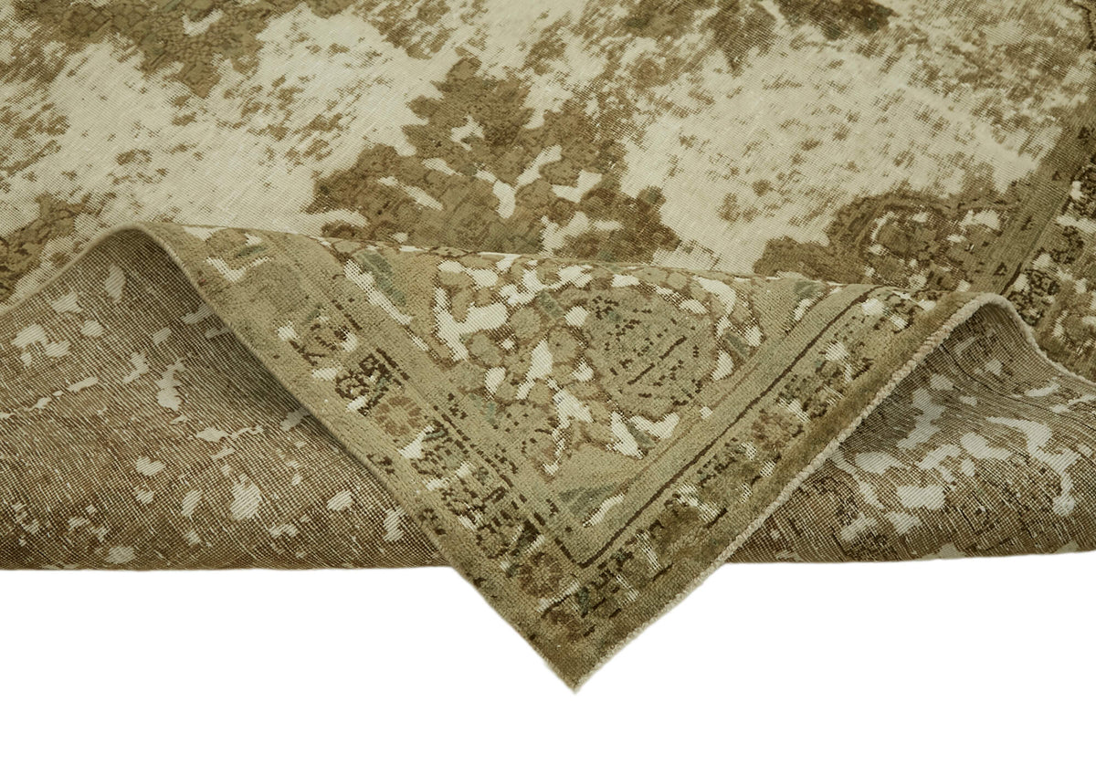 Rusvo Kahverengi Vintage Halı Madalyon Desenli 290x364 cm – kenar detayı