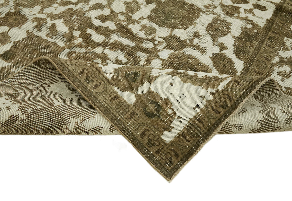 Rusvo Vintage Açık Kahverengi Çiçekli El Dokuma Halı 286x390 cm 44137 – kenar detayı