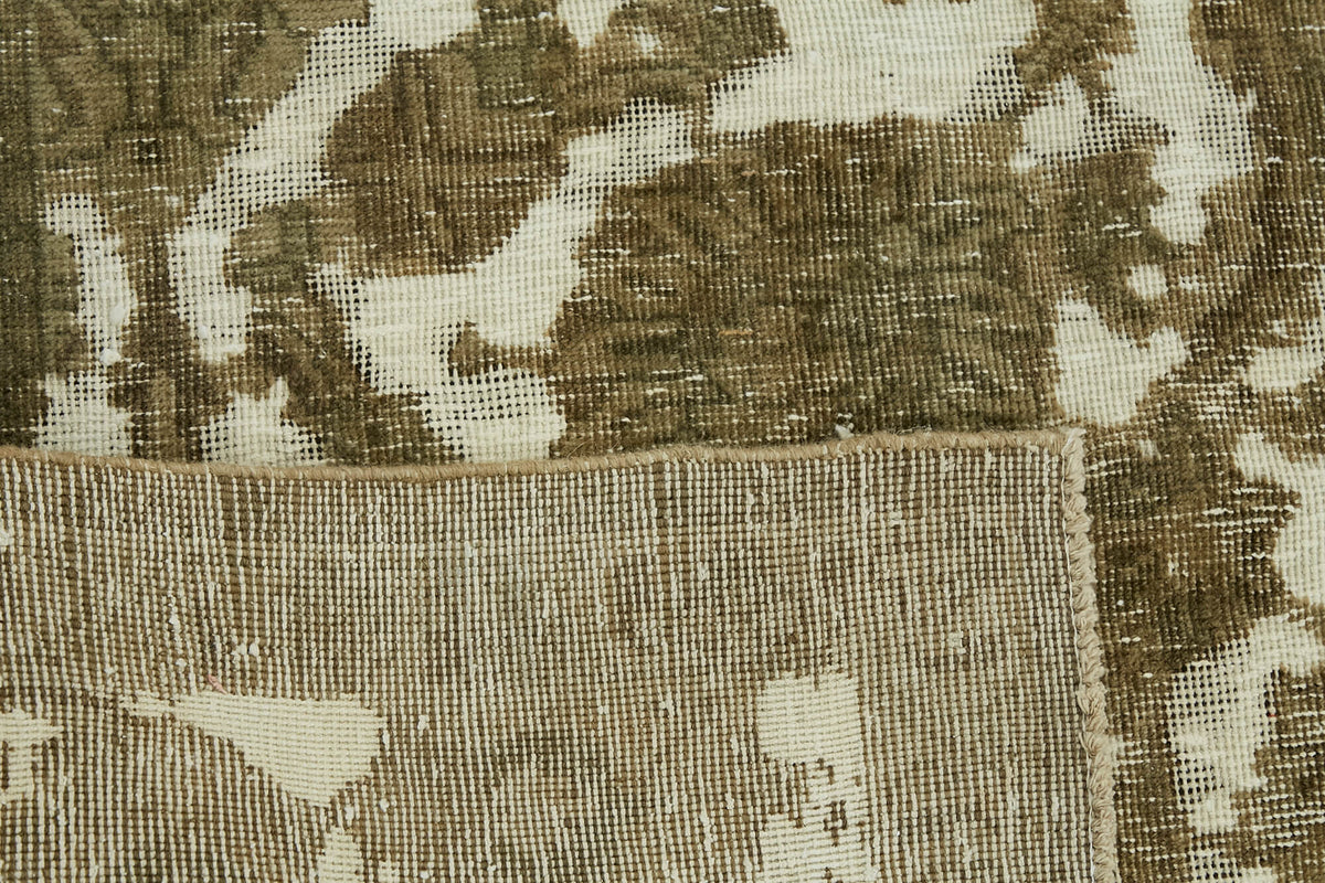 Rusvo Vintage Açık Kahverengi Çiçekli El Dokuma Halı 286x390 cm 44137 – arka yüz görünümü