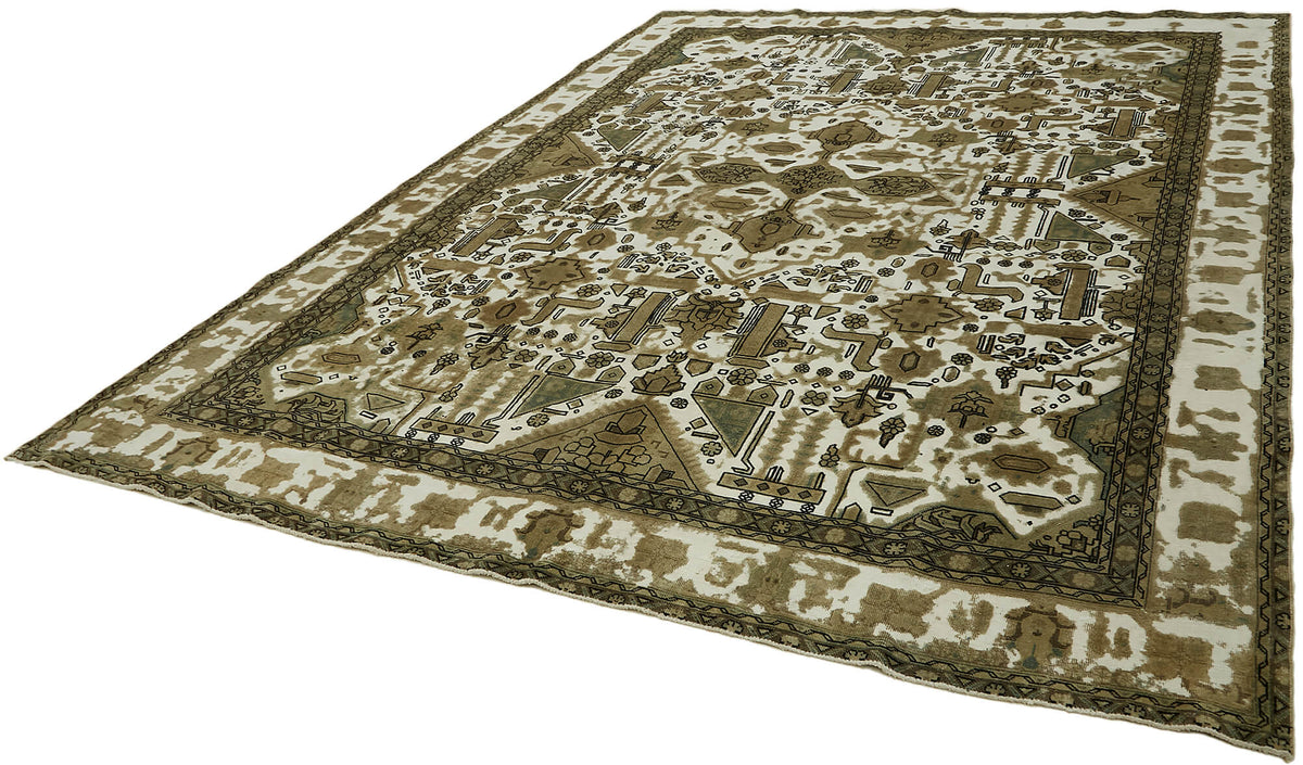 Rusvo Kahverengi Halı 6 m2 Vintage Geometrik Desenli 280x365 cm – doku yakın çekim
