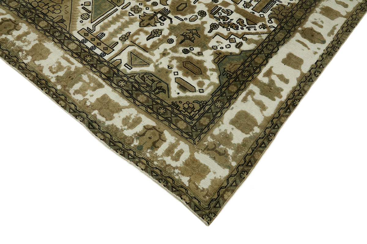 Rusvo Kahverengi Halı 6 m2 Vintage Geometrik Desenli 280x365 cm – detay görünümü