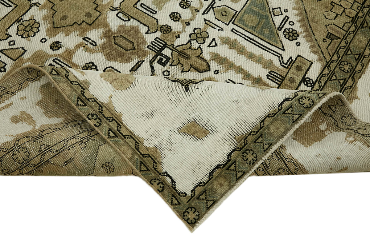 Rusvo Kahverengi Halı 6 m2 Vintage Geometrik Desenli 280x365 cm – kenar detayı