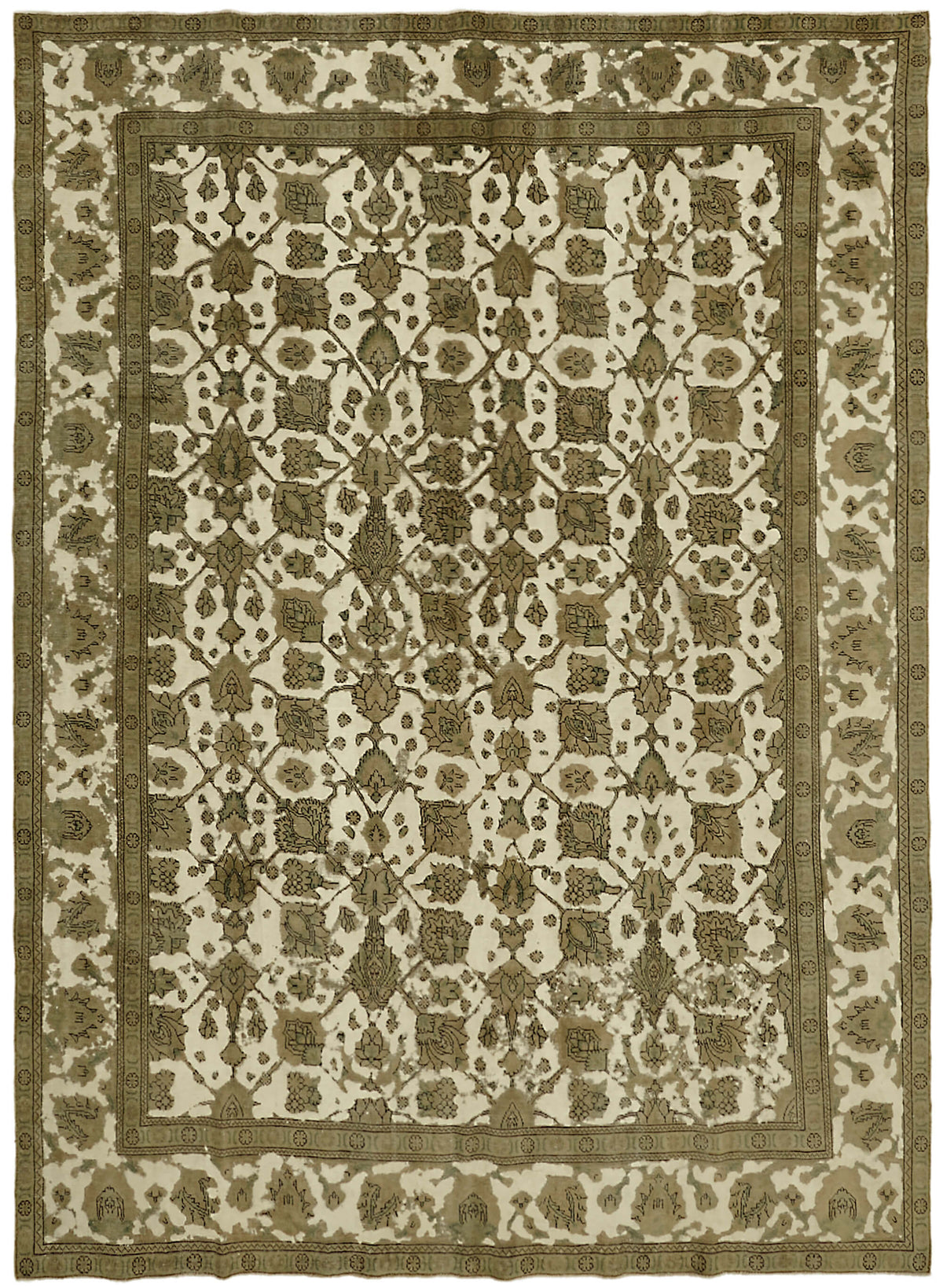 Rusvo Geometrik Desenli Vintage Bej ve Kahverengi Halı 280x376 cm