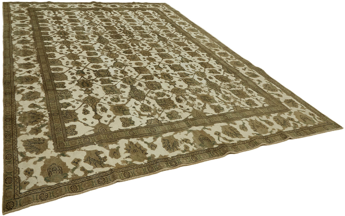 Rusvo Geometrik Desenli Vintage Bej ve Kahverengi Halı 280x376 cm – genel görünüm