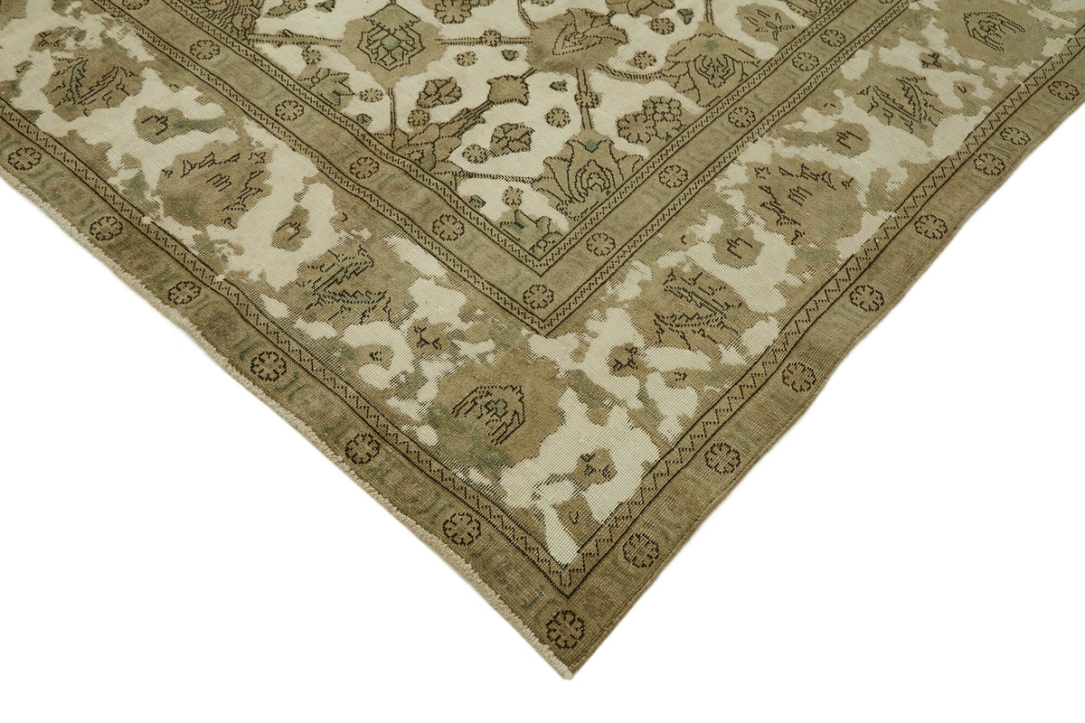Rusvo Geometrik Desenli Vintage Bej ve Kahverengi Halı 280x376 cm – detay görünümü