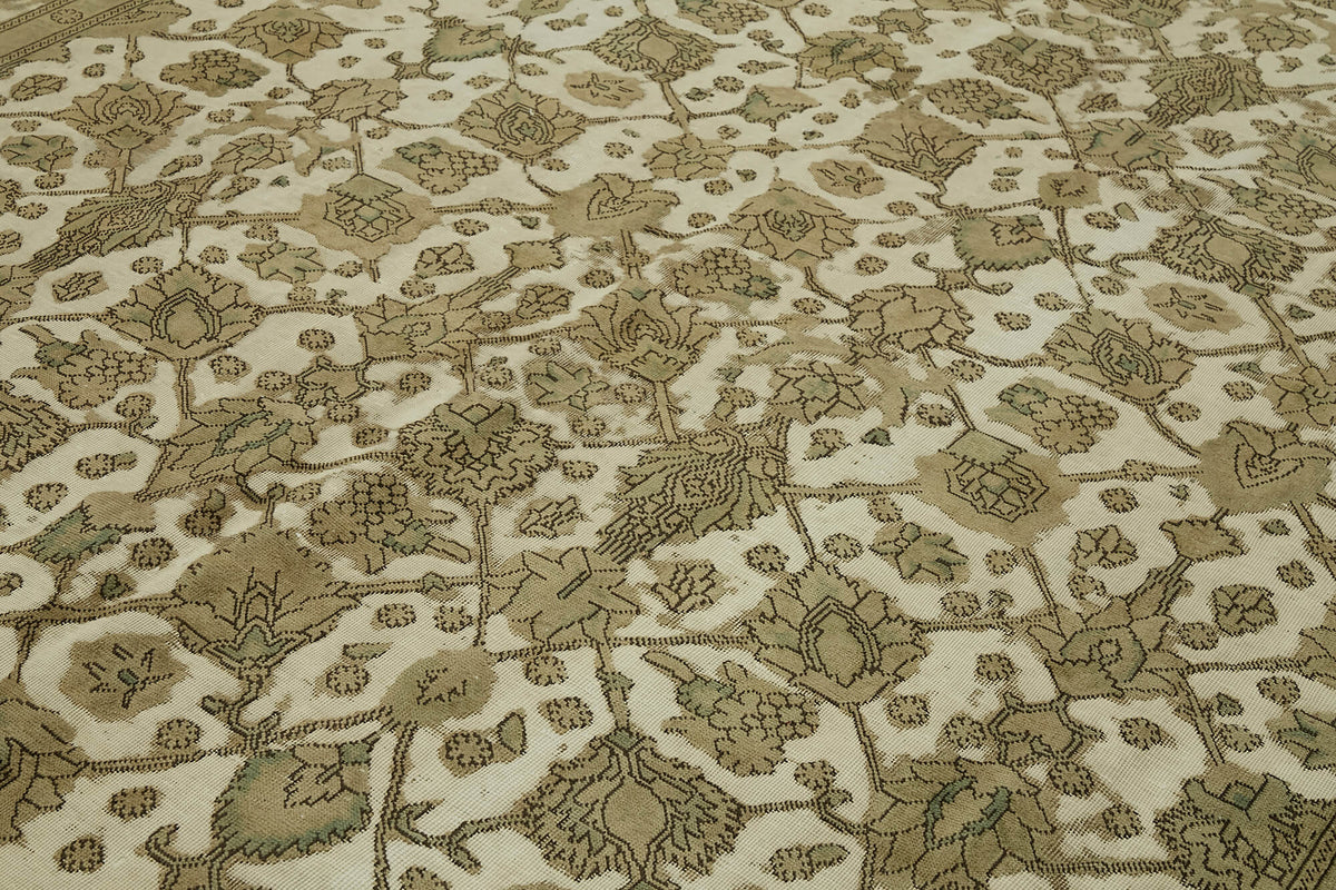 Rusvo Geometrik Desenli Vintage Bej ve Kahverengi Halı 280x376 cm – mekânda kullanım