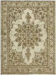 Rusvo Krem Kahverengi Madalyon Desenli Vintage Halı 293x380 cm