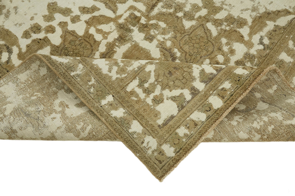 Rusvo Krem Kahverengi Madalyon Desenli Vintage Halı 293x380 cm – kenar detayı