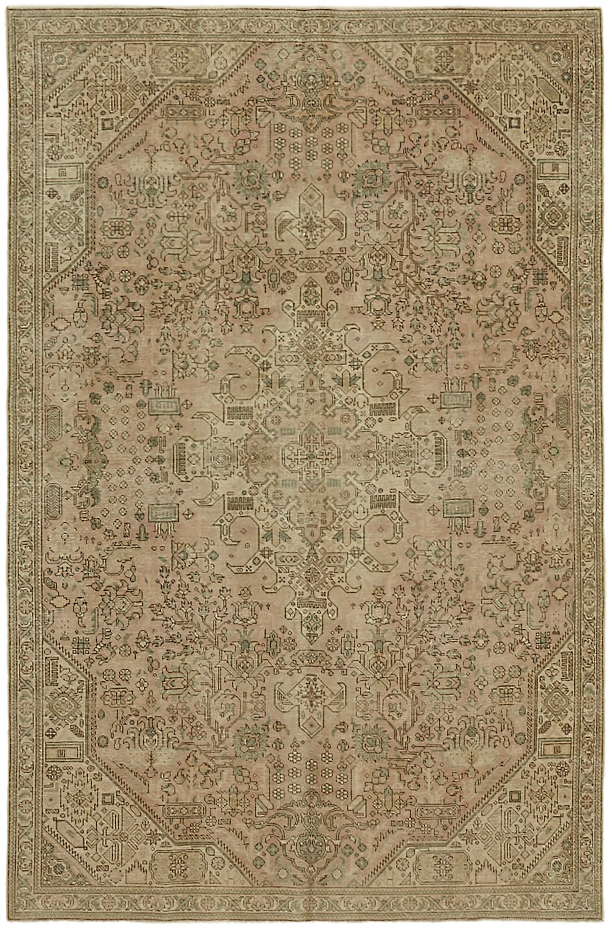 Rusvo Vintage Pembe Madalyon Desenli El Dokuma Halı 190x289 cm 44148