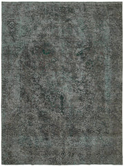 Zelko Antrasit Gri ve Turkuaz Soyut El Dokuma Halı 297x399 cm