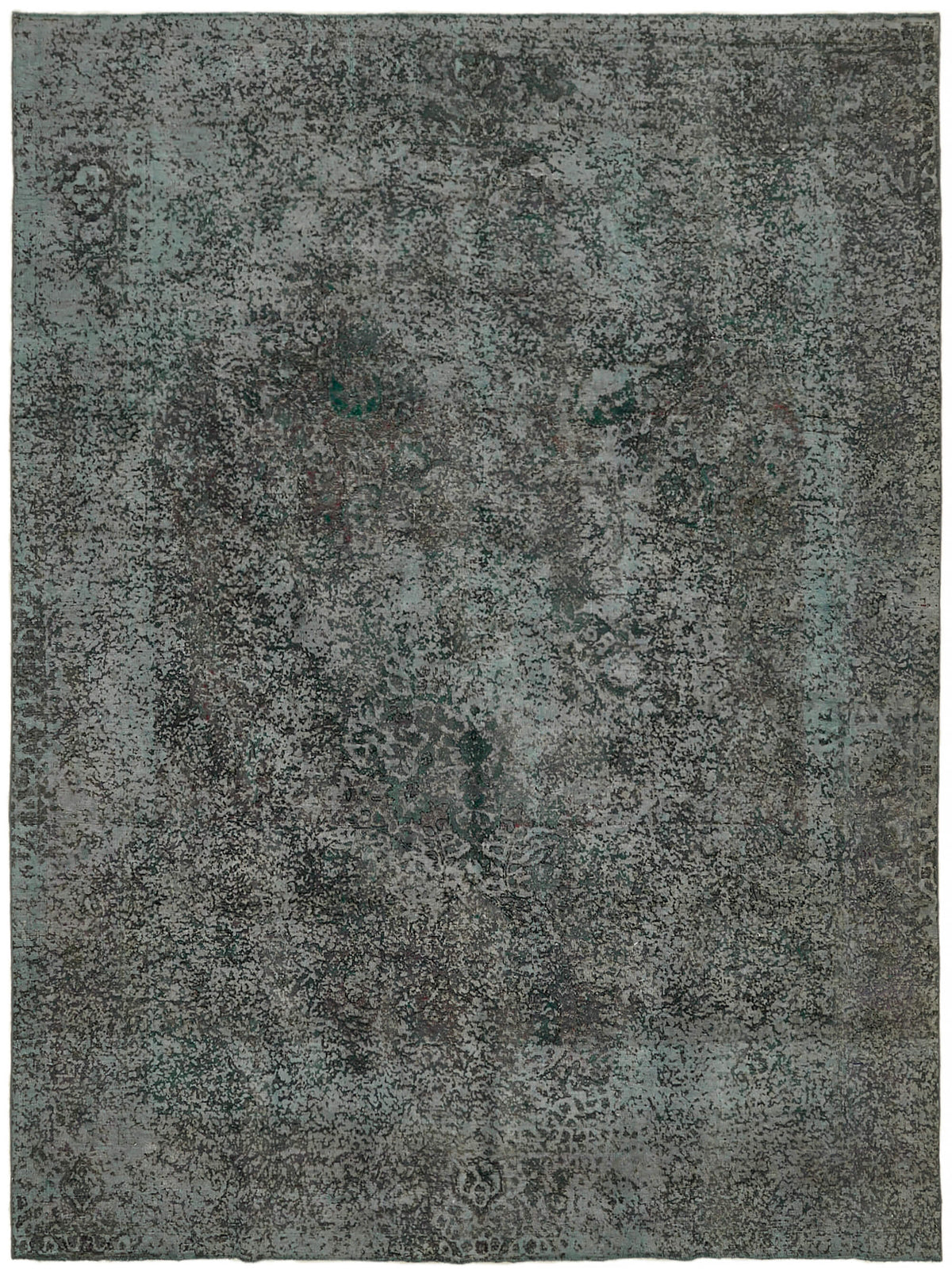 Zelko Antrasit Gri ve Turkuaz Soyut El Dokuma Halı 297x399 cm