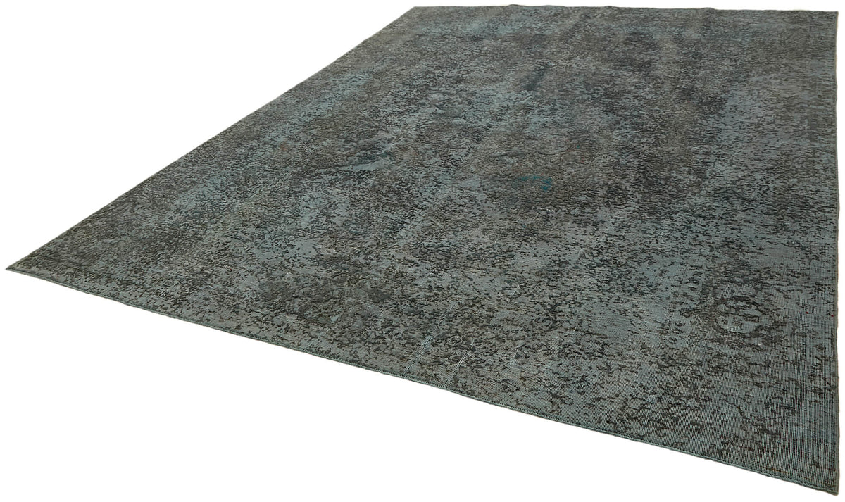 Zelko Antrasit Gri ve Turkuaz Soyut El Dokuma Halı 297x399 cm – doku yakın çekim