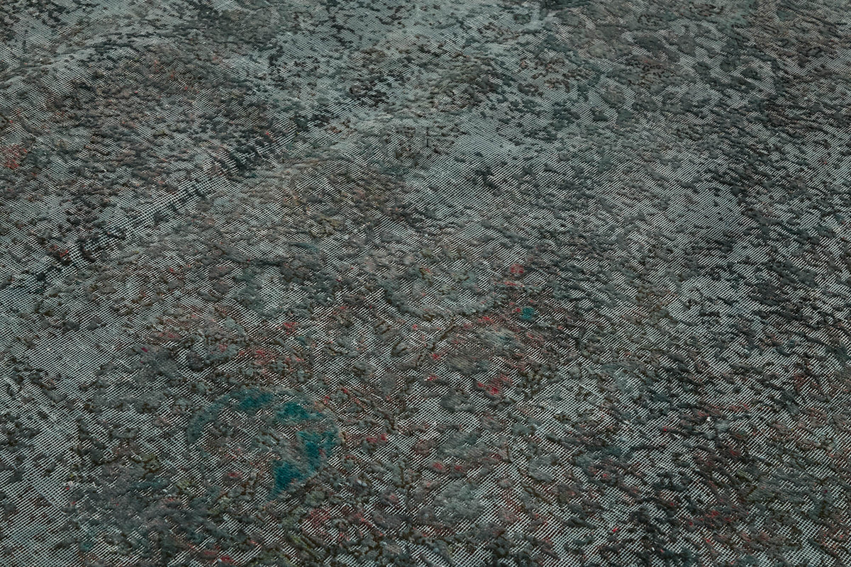 Zelko Antrasit Gri ve Turkuaz Soyut El Dokuma Halı 297x399 cm – mekânda kullanım